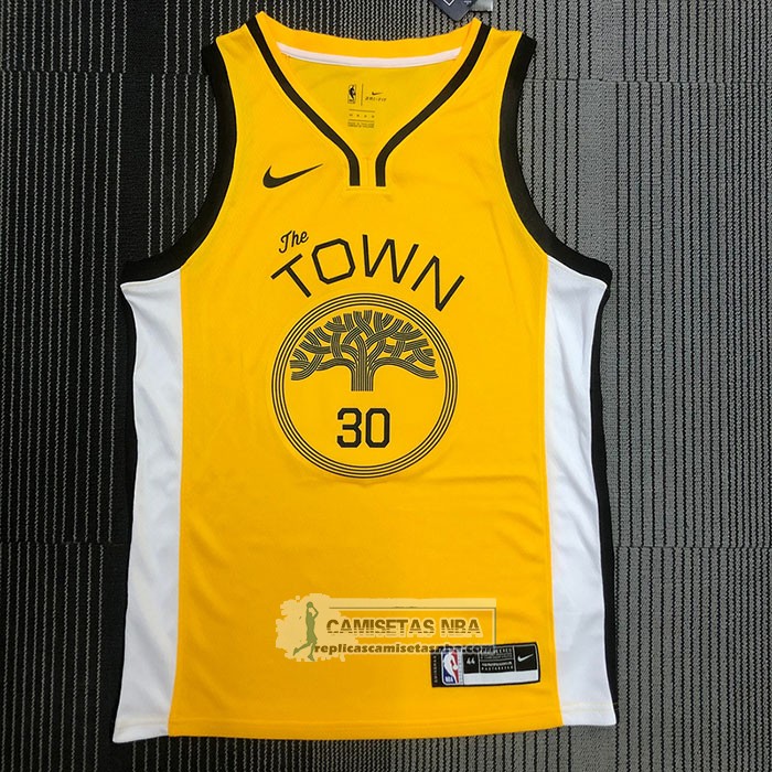 Camiseta Golden State Warriors Stephen Curry NO 30 Earned Amarillo